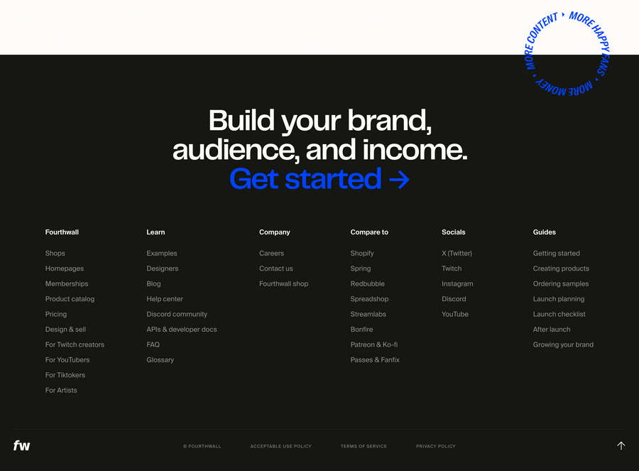 Fourthwall
				footer ui component