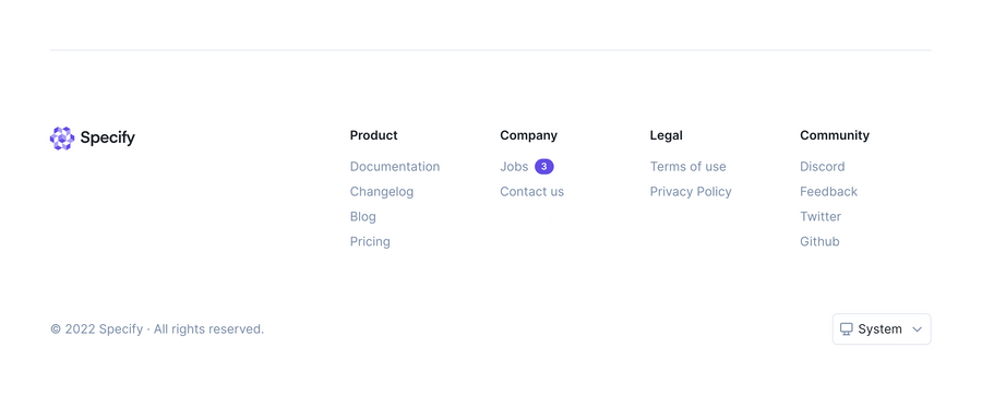 Specify
				footer ui component