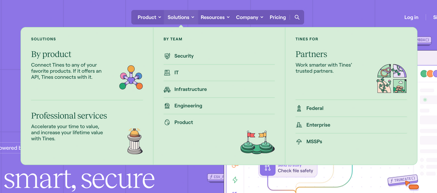 Tines
				flyout menu ui component