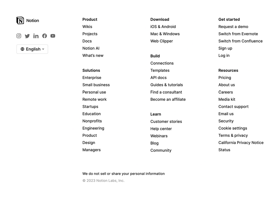 Notion
				footer ui component