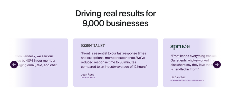 Front
				testimonial ui component