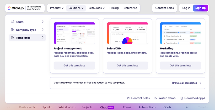 ClickUp
				flyout menu ui component