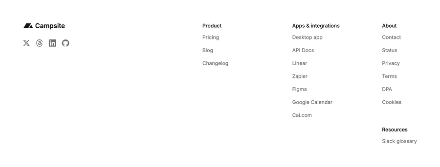 Campsite
				footer ui component