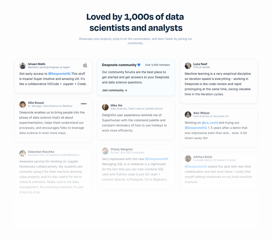 Deepnote
				testimonial ui component