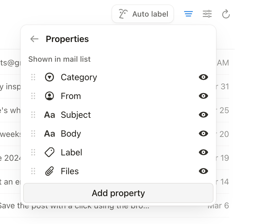 Notion Mail
				dropdown menu ui component