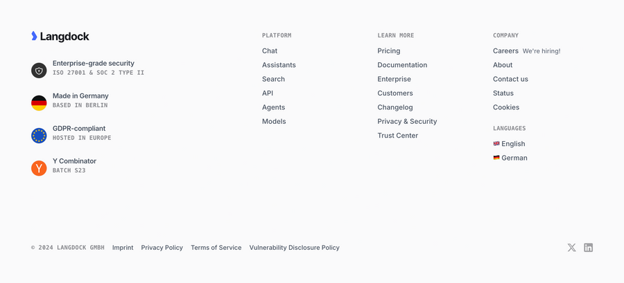 Langdock
				footer ui component