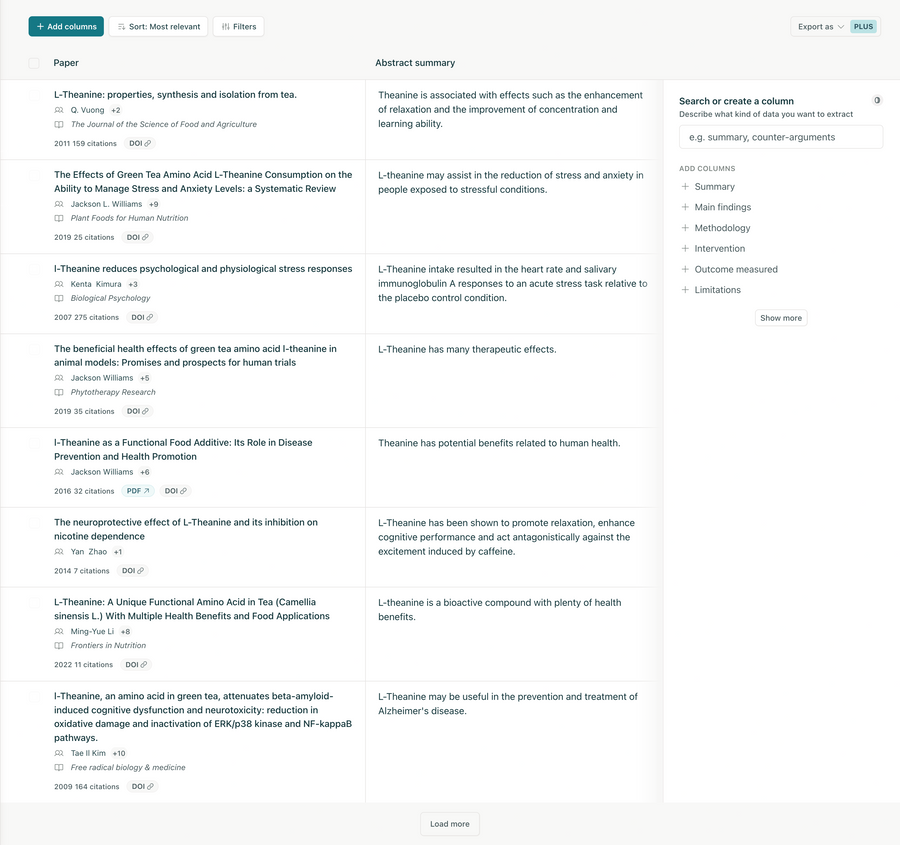 Elicit
				table ui component
