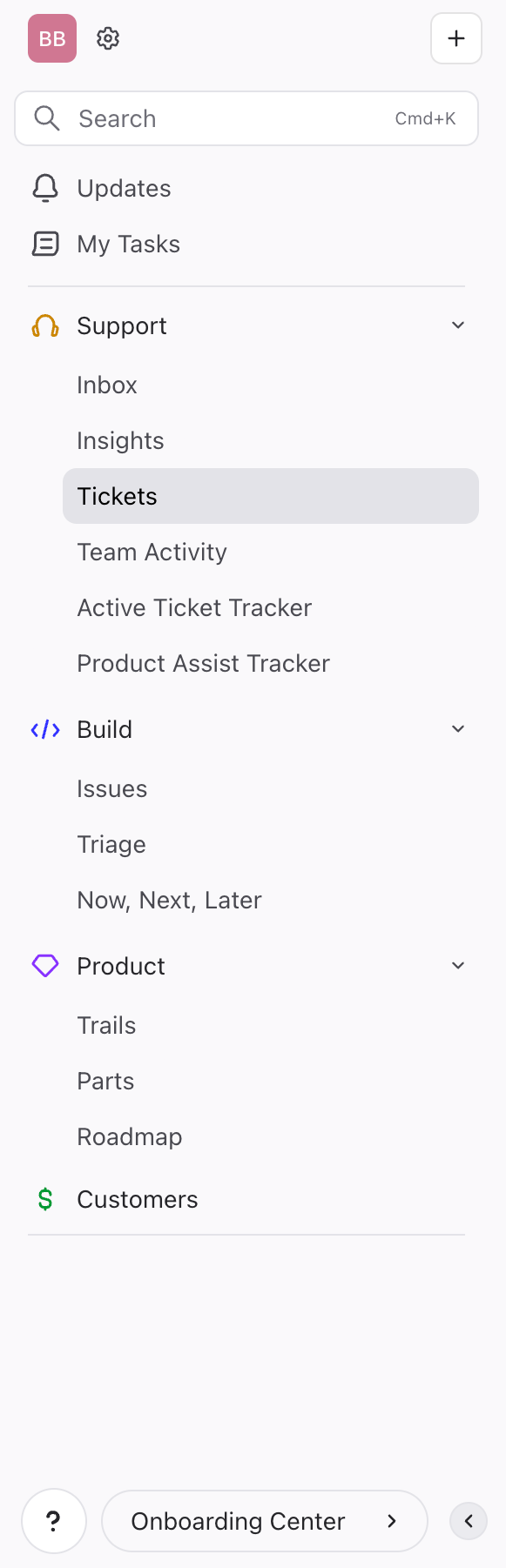 DevRev
				vertical navigation ui component