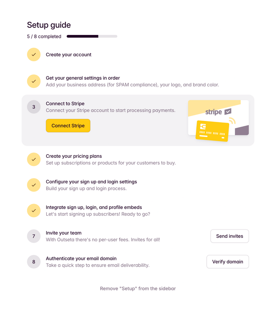 Outseta
				progress indicator ui component