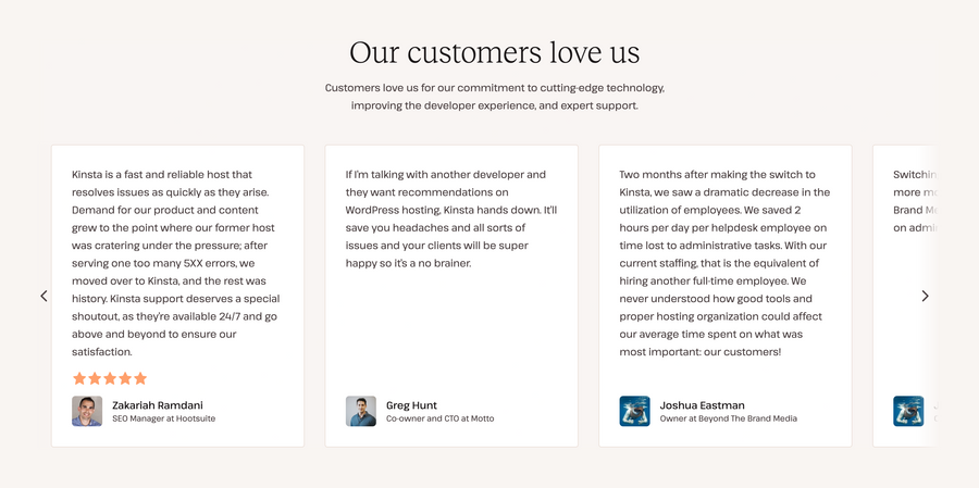 Kinsta
				testimonial ui component