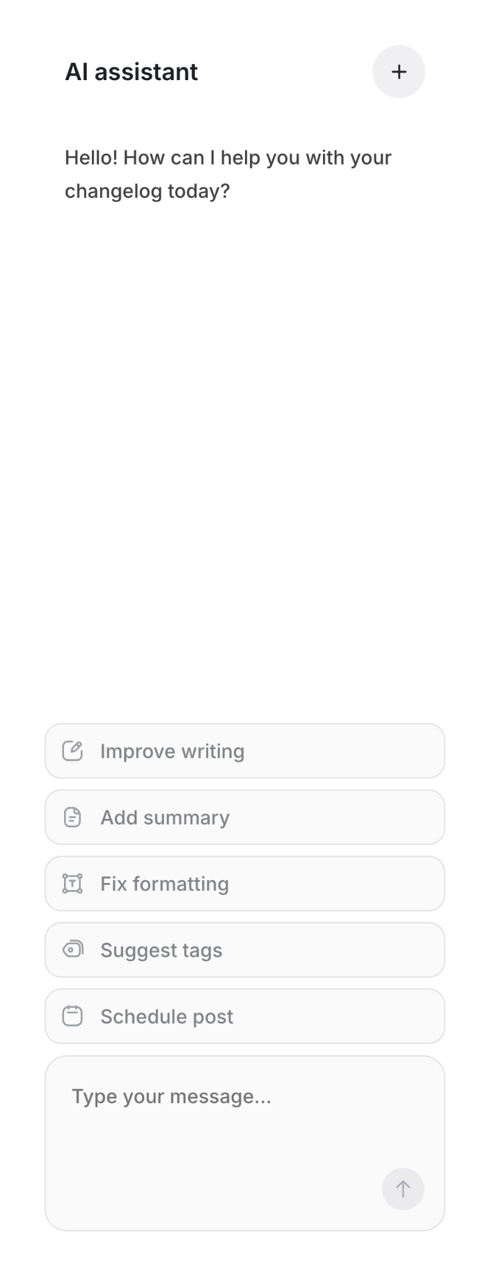 UserJot
			changelog chat chatbot ui component