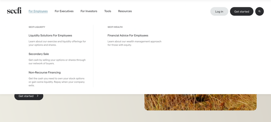 Secfi
				flyout menu ui component