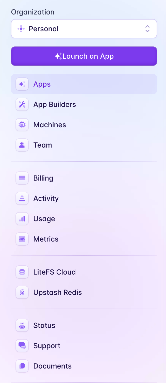 Fly
				vertical navigation ui component