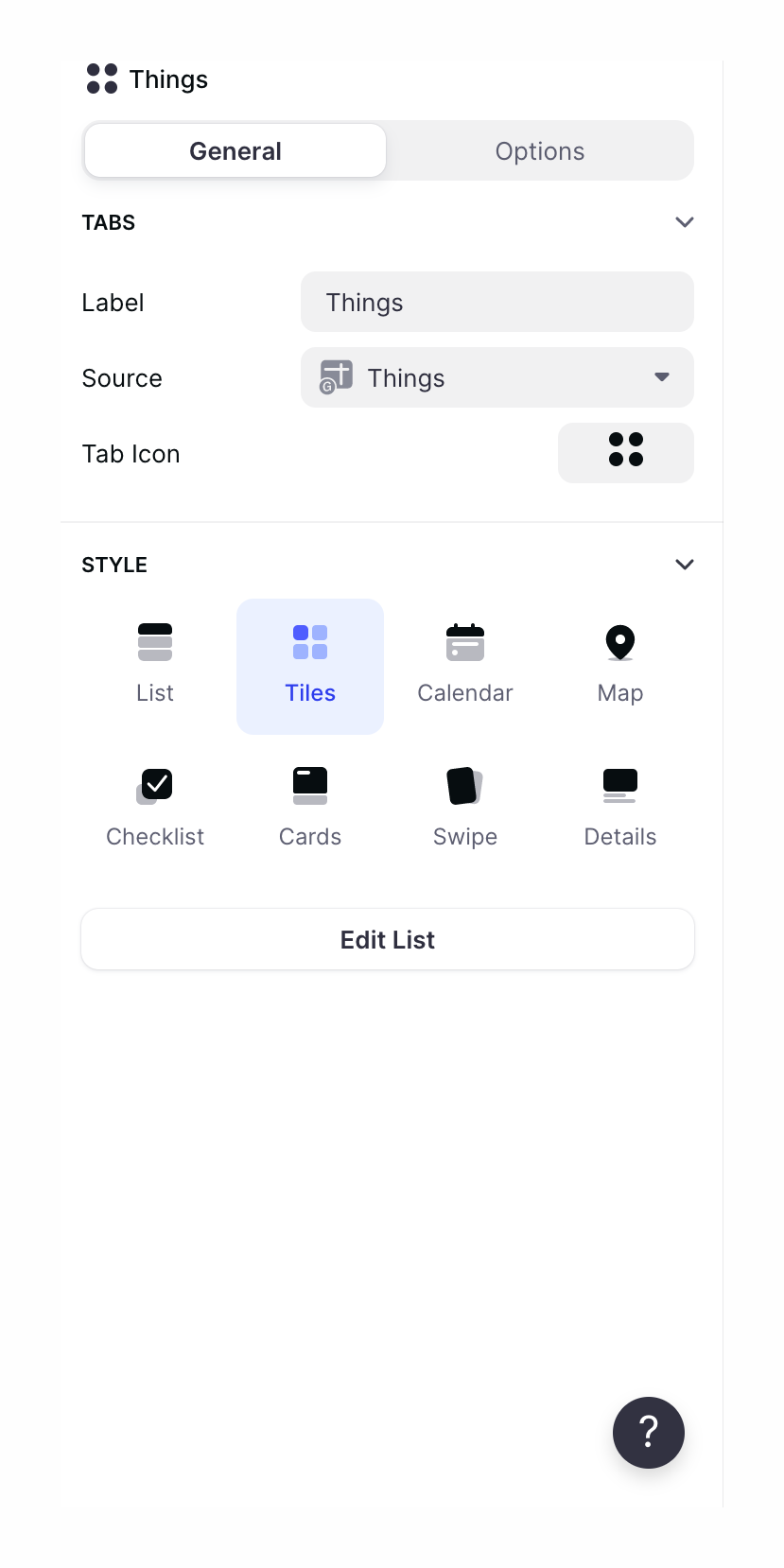 Glide
				settings panel ui component
