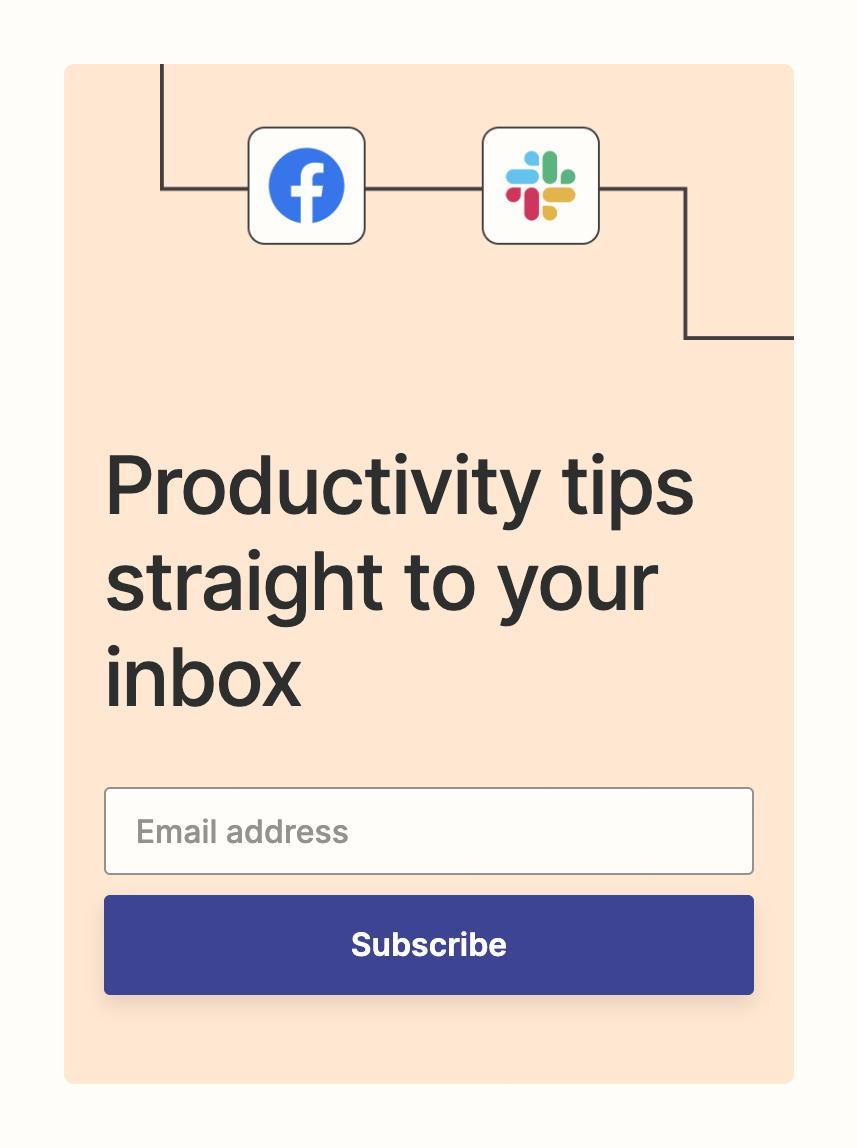 Zapier
				newsletter signup form ui component