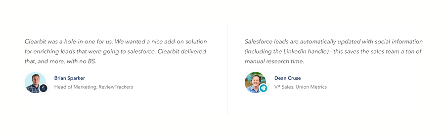 Clearbit
				testimonial ui component
