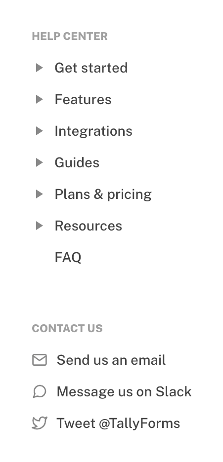 Tally
				vertical navigation ui component