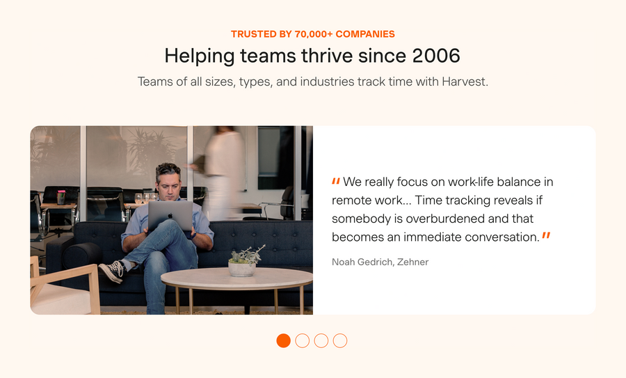 Harvest
				testimonial ui component