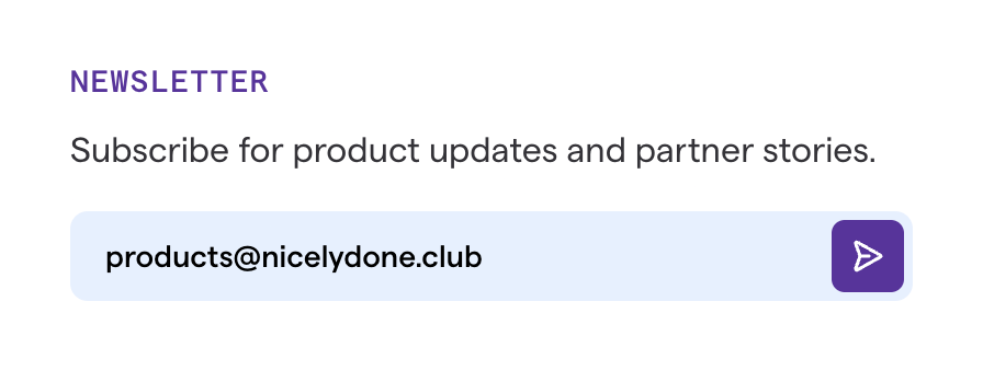 Swell
				newsletter signup form ui component