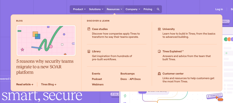 Tines
				flyout menu ui component