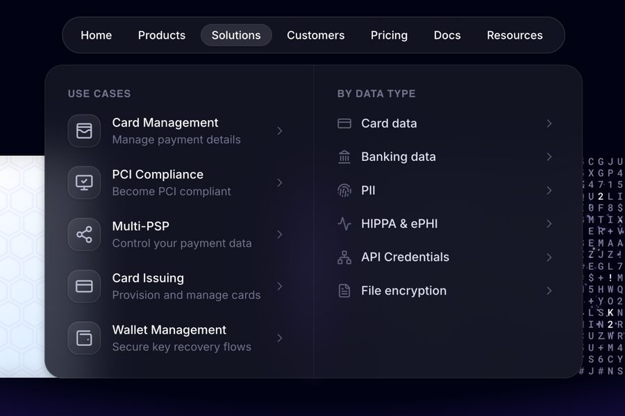Evervault
				flyout menu ui component
