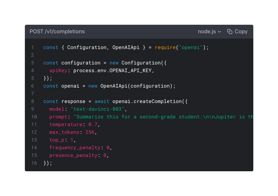 OpenAI
				code block ui component