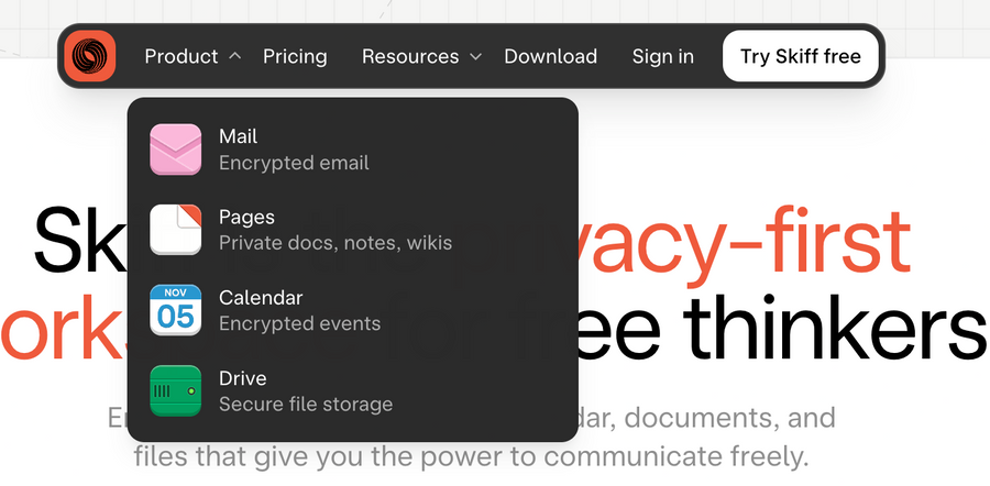 Skiff
				flyout menu ui component