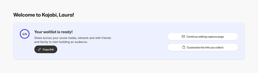 Kajabi
				progress indicator ui component