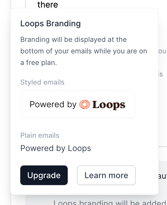 Loops
				upgrade your plan ui component