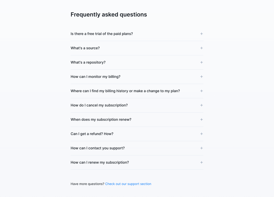 Specify
				faq ui component