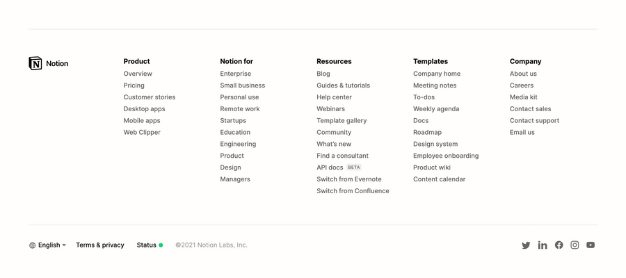Notion
				footer ui component