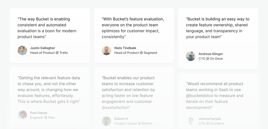 Bucket
				testimonial ui component
