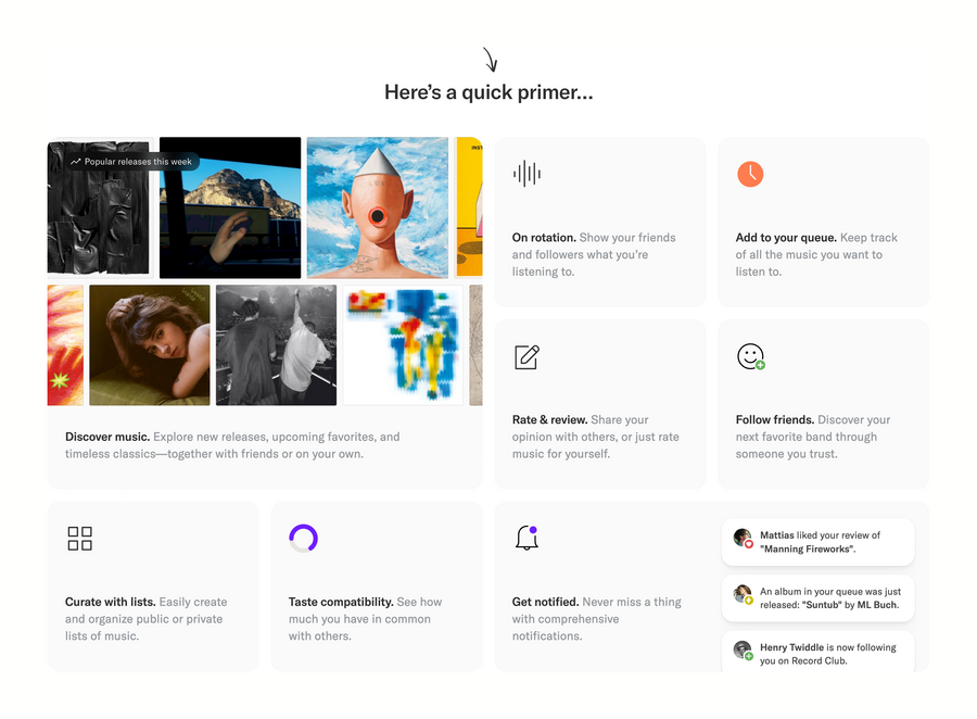 Record club
				bento box ui component