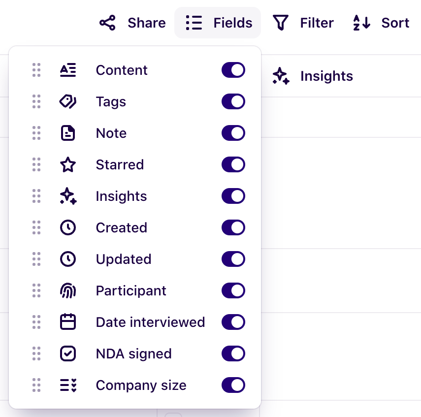 Dovetail
				sorting & filtering ui component
