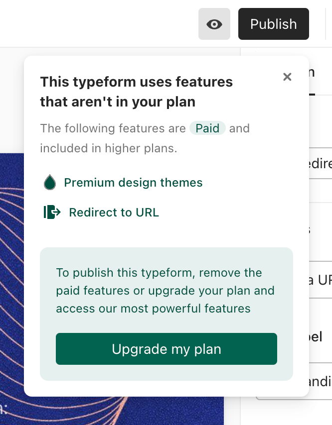 Typeform
				upgrade your plan ui component