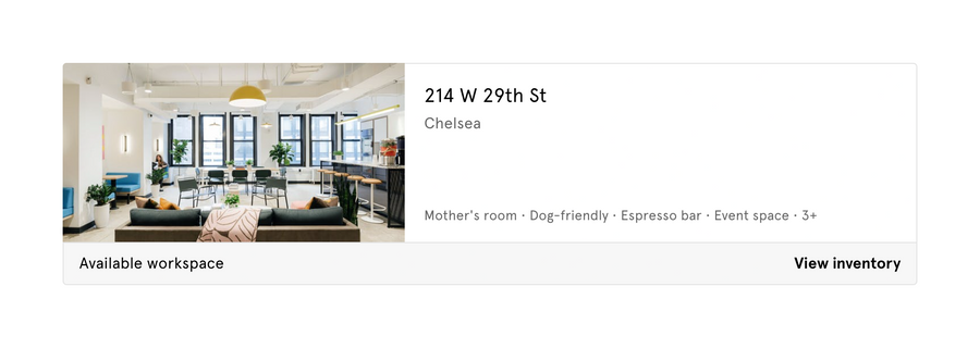 WeWork
				card ui component
