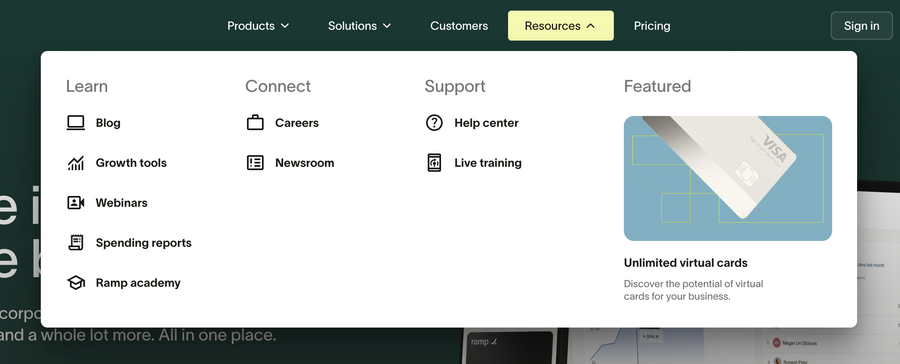 Ramp
				flyout menu ui component