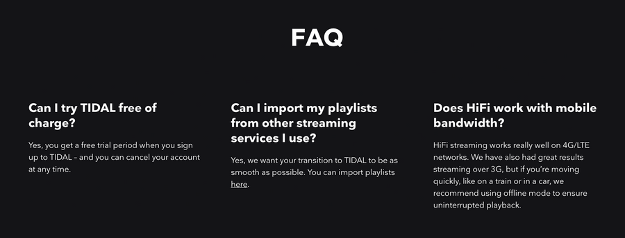 Tidal
				faq ui component