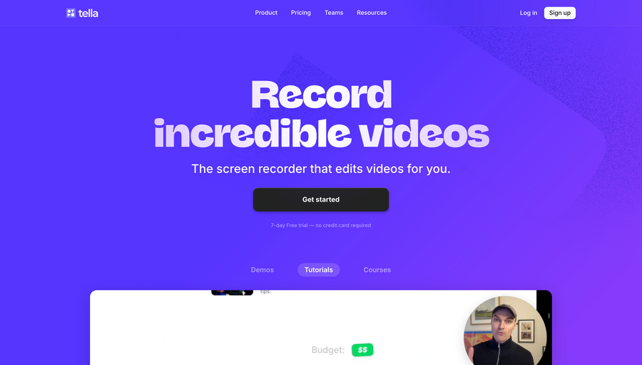 Tella
				hero section ui component