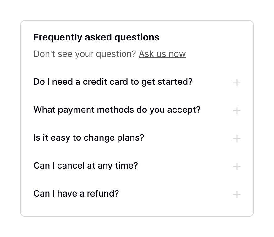 Podia
				faq ui component
