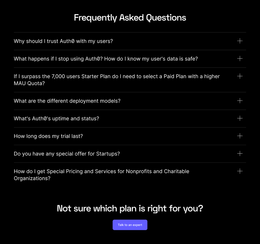 Auth0
				faq ui component