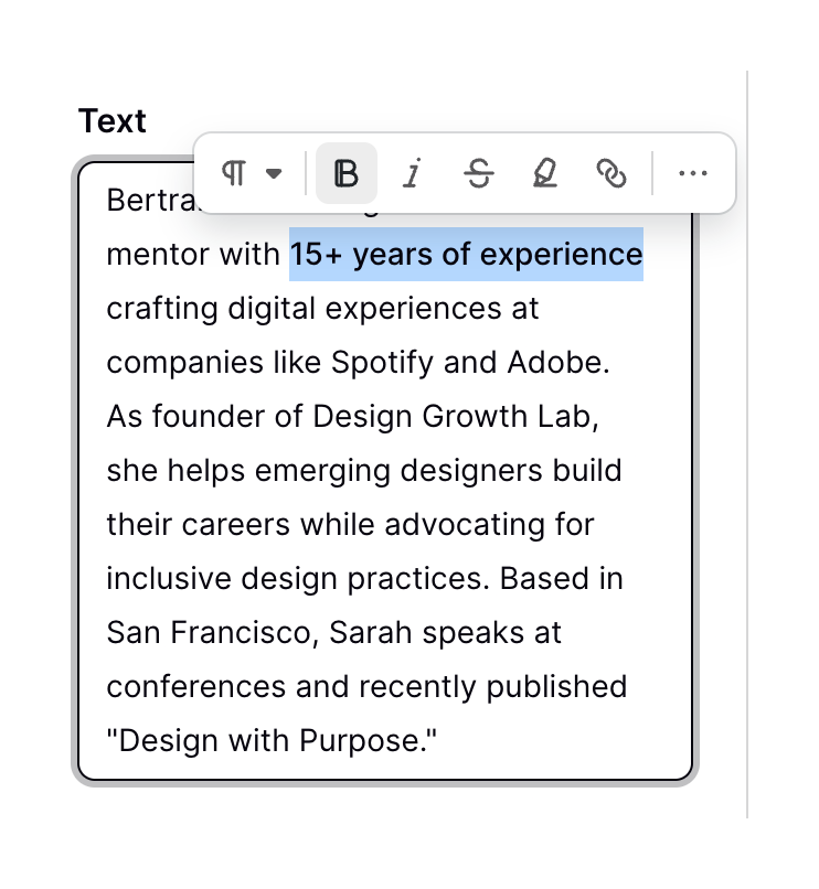 Podia
				rich text editor ui component