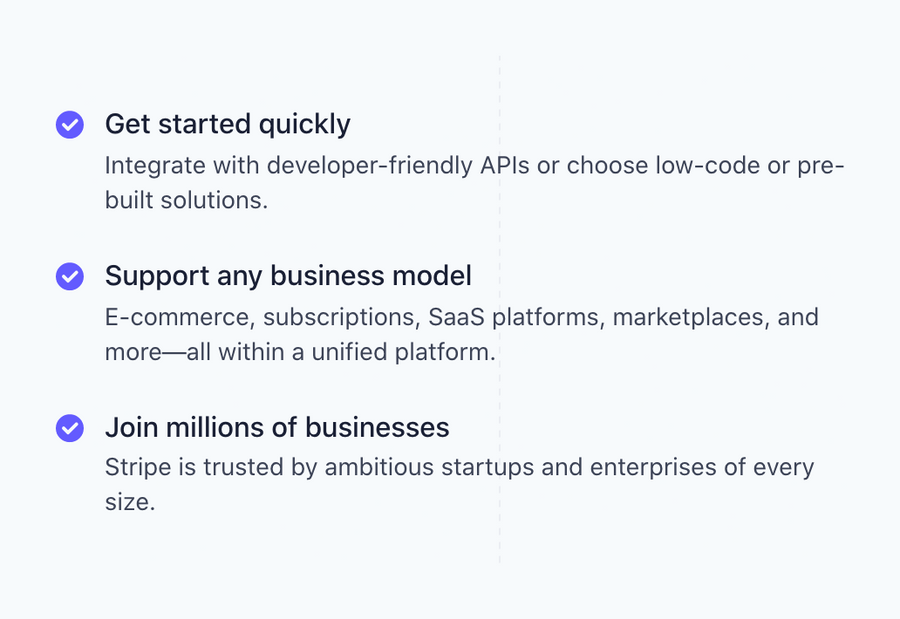 Stripe
				benefit list ui component