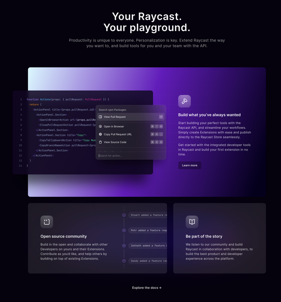 Raycast
				bento box ui component