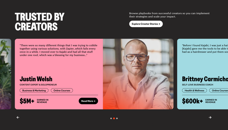 Kajabi
				testimonial ui component