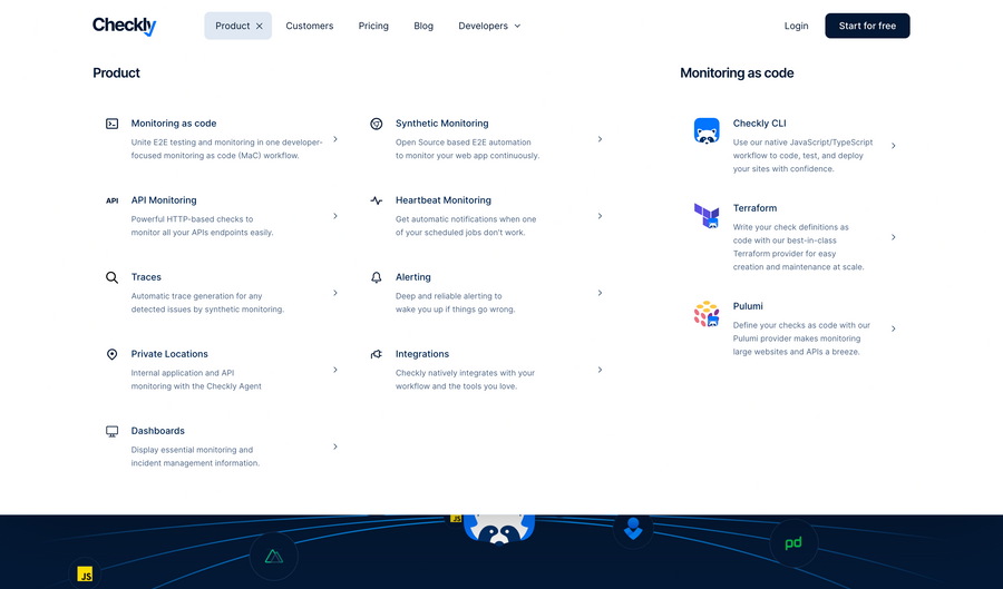 Checkly
				flyout menu ui component