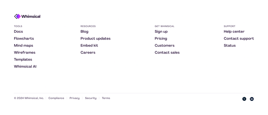 Whimsical
				footer ui component