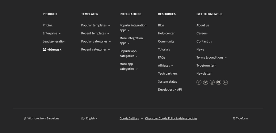 Typeform
				footer ui component