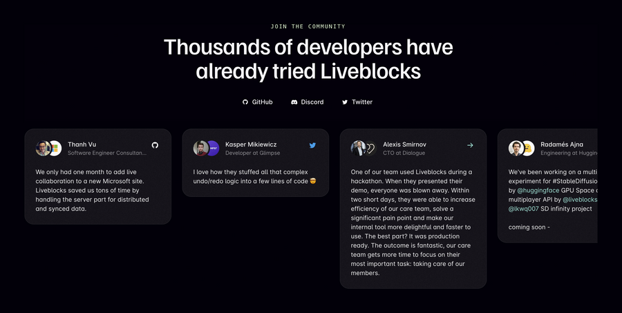 Liveblocks
				testimonial ui component