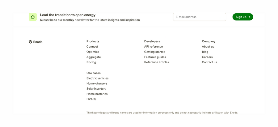 Enode
				footer ui component